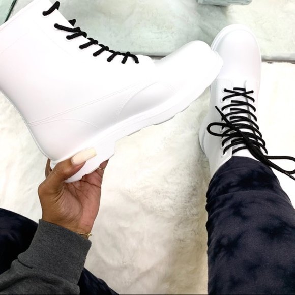 Matte White Combat Boot - Picture 5 of 5